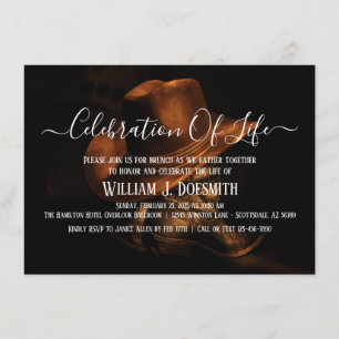 Convite Rustic Cowboy Boots Hat Memorial Service Funeral