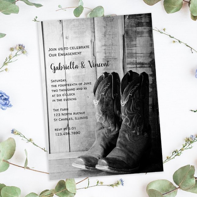 Convite Rustic Cowboy Boots Western Engagement Party (Criador carregado)