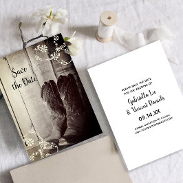 Convite Rustic Cowboy Boots Western Weding Date