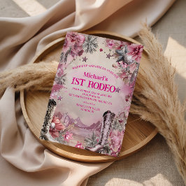 Convite Rustic Cowboy Rodeo 1st Birthday Design