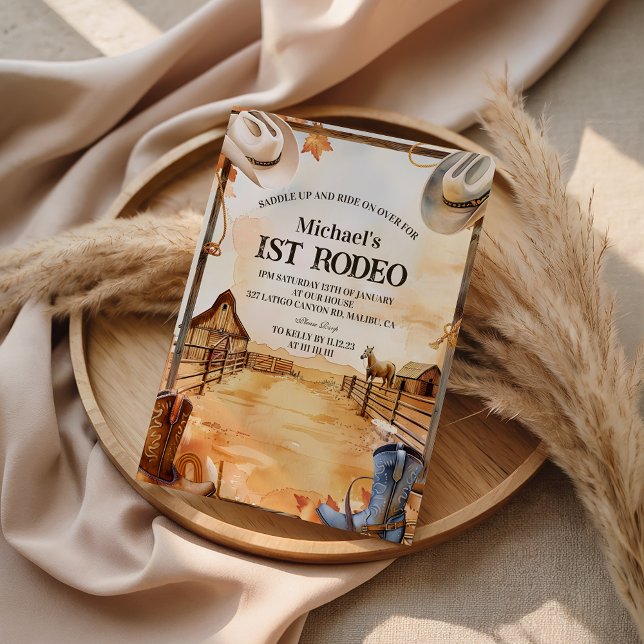Convite Rustic Cowboy Rodeo 1st Birthday Style (Criador carregado)