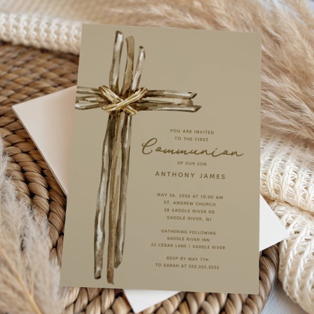 Convite Rustic Cross Communion (Criador carregado)