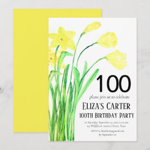 Convite Rustic Daffodil 100º Aniversário do Elegante Flora