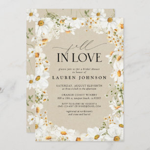 Convite Rustic Daisy Fall in Love QR Code Chá de panela