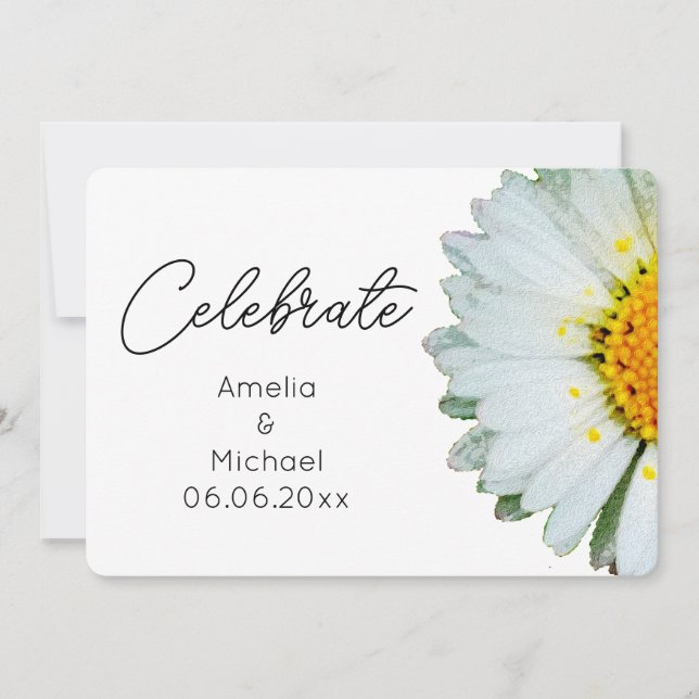 Convite Rustic Daisy Summer Wedding Invitation (Frente)