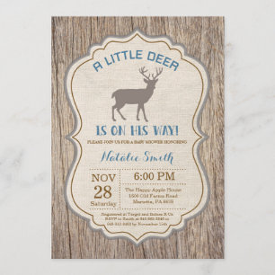 Convite Rustic Deer Chá de fraldas Invitation Boy