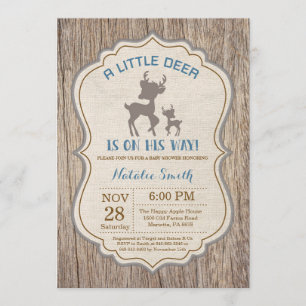 Convite Rustic Deer Chá de fraldas Invitation Boy