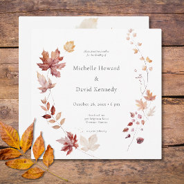 Convite Rustic Delicate Burgundy & Rust Fall Deixa Square