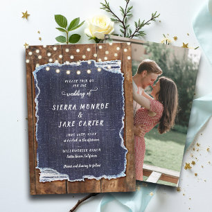Convite Rustic Denim Barn Luz Campo Casamento De Cowboy