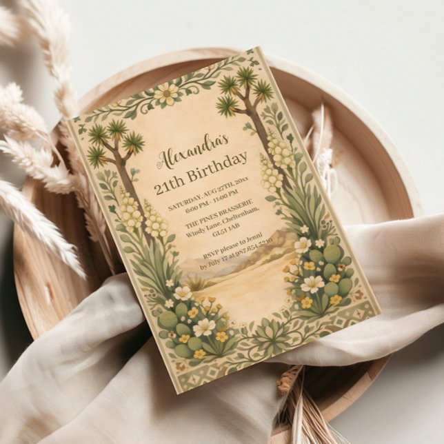 Convite Rustic Desert Botanicals Birthday (Criador carregado)