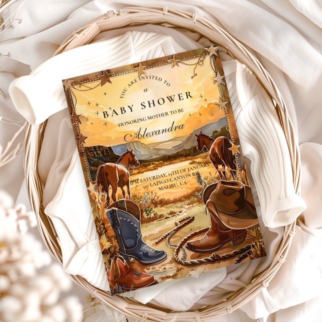 Convite Rustic Desert Rodeo Baby Shower (Criador carregado)