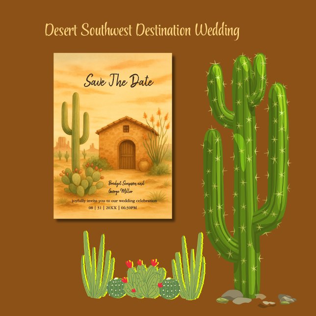 Convite Rustic Desert Southwest Boho Casamento Salve a Dat (Criador carregado)