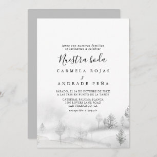 Convite Rustic Destination Winter Mountain Nuestra Boda