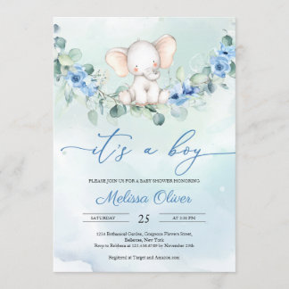 Convite Rustic Dusty Blue Floral É um Chá de fraldas