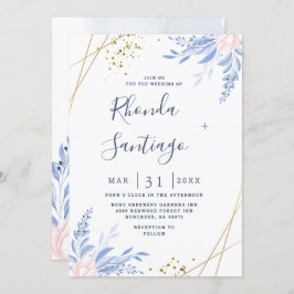 Convite Rustic Dusty Blue Watercolor Deixa Casamento Doura
