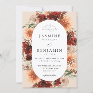 Convite Rustic Earth & Champagne Florals Beige de casament
