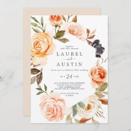 Convite Rustic Earth Florals Casual Weding