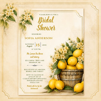 Convite Rustic Elegance Lemon Grove Chá de Noiva | 
