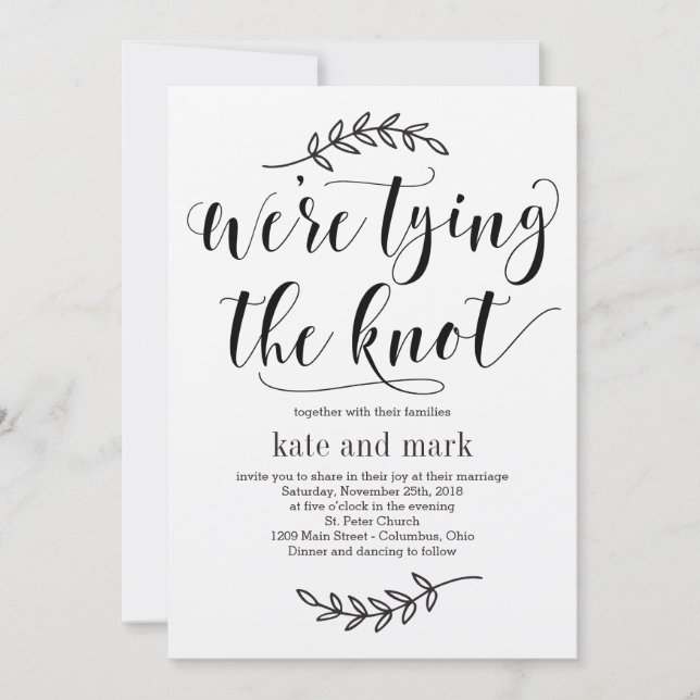 Convite Rustic Elegance Wedation Invitation Kraft (Frente)