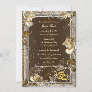 Convite Rustic Elegance White Rose Chá de panela Invite