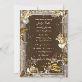Convite Rustic Elegance White Rose Chá de panela Invite