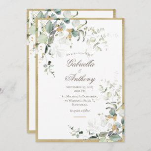 Convite Rustic Elegant Deixa Casamento Dourado Greenery