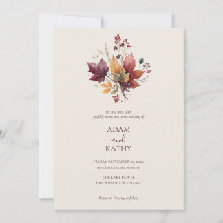 Convite Rustic Elegant Fall Botanical Wedding Invitation 