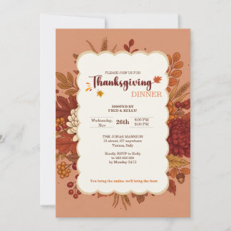 Convite Rustic Elegant Floral Terracotta Invitation