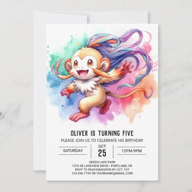 Convite Rustic Elegant Monkey Birthday (Frente)