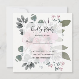 Convite Rustic elegant watercolor floral RSVP