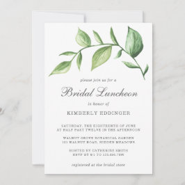Convite Rustic Elegant Watercolor Greenery Bridal Luncheon
