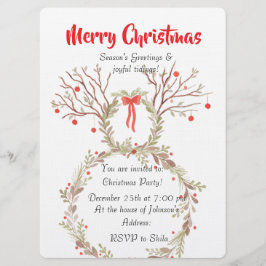 Convite Rustic elegant watercolour Christmas invite cards