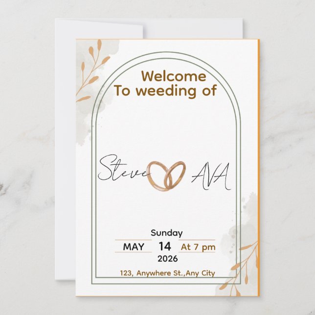 Convite Rustic Elegant Wedding Invitation (Frente)