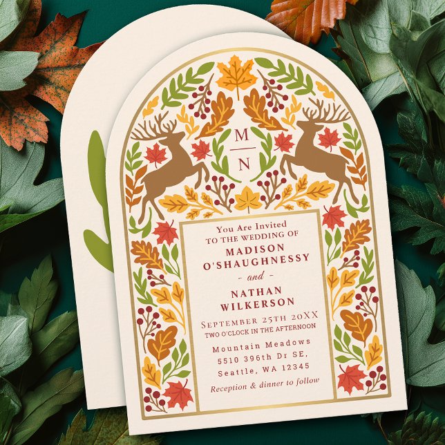 Convite Rustic Enchanted Woodland Deer Arch Wedding (Criador carregado)