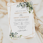 Convite Rustic Eucalyptus Deixa Casamento Dourado Greenery<br><div class="desc">Esta elegante coleção apresenta folhas de cor aquosa misturada com folhas de cor verde pareadas com uma serifa clássica e fontes delicadas de sans a preto,  com um monograma no verso. Itens correspondentes disponíveis.</div>