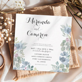 Convite Rustic Eucalyptus Dusty Casamento Azul