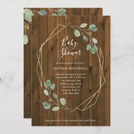 Convite Rustic Eucalyptus Greenery | Chá de fraldas geomét
