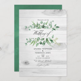 Convite Rustic Eucalyptus Greenery Código QR Casamento Paí