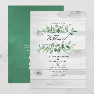 Convite Rustic Eucalyptus Greenery Código QR Casamento Paí