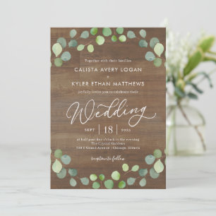 Convite Rustic Eucalyptus Weditation REU