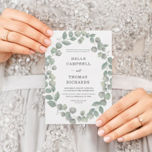 Convite Rustic Eucalyputus Dusty Casamento Azul