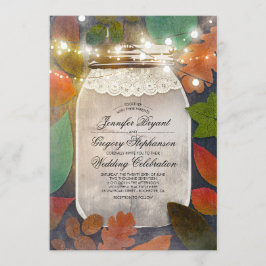 Convite Rustic Fall Deixa Mason Jar String Luzes Casamento