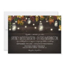 Convite Rustic Fall Firefly Mason Jar Casamento