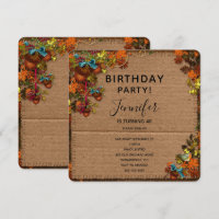 Rustic Fall Flowers & Acorns Aniversário