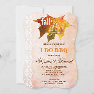 Convite Rustic Fall in Love Lace I Do CHURRASCO Invent