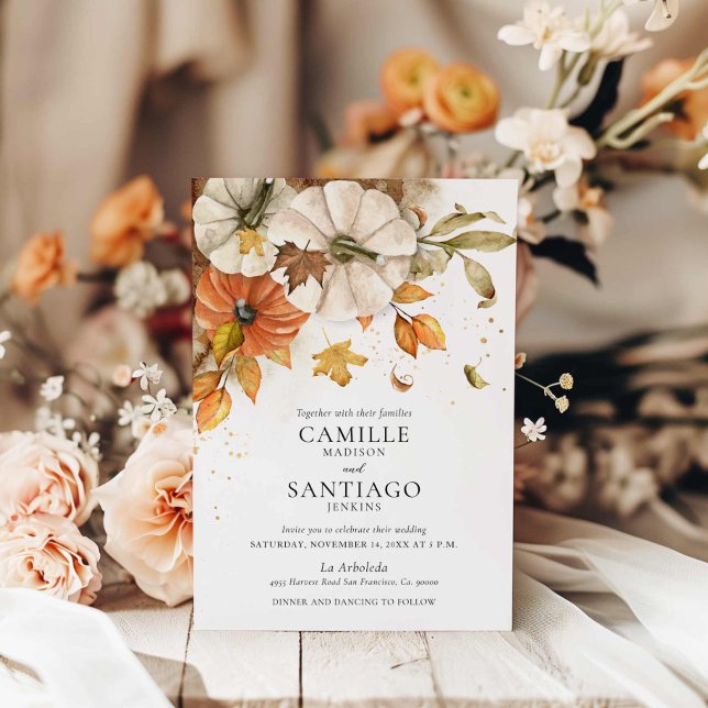 Convite Rustic Fall Pumpkin Casamento (Fall Foliage Wedding Invitation)