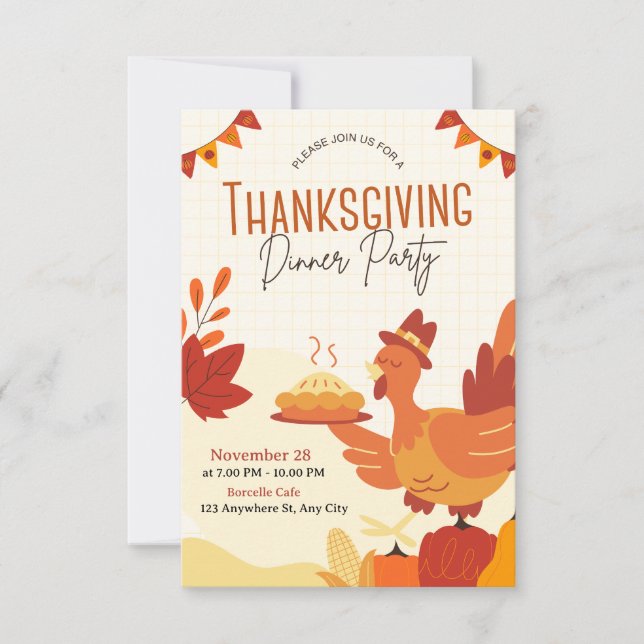 Convite Rustic Fall Pumpkin Thanksgiving Invitation (Frente)