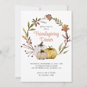 Convite Rustic Fall Pumpkins Floral Amizade