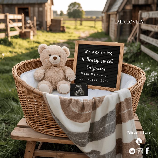 Convite Rustic Farm Morning Pregnancy Announcement  (Criador carregado)
