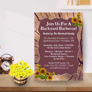 Convite Rustic Farmhouse BBQ Cookout Invitation – 5x7"